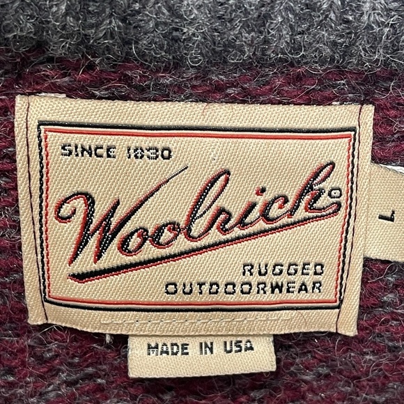 Woolrich Vtg 90s Men’s Burgundy Gray Crewneck Sweater Made in USA Size Large - Picture 4 of 5